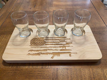 Load image into Gallery viewer, Laser Etched Natural Wood Flight Tray American Flag 2nd Amend Theme