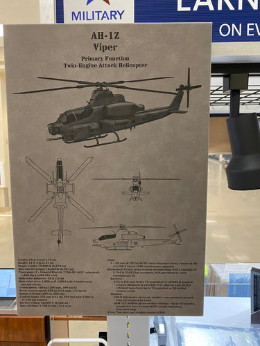 AH-1Z Viper Wall Decor Laser Etched Leatherette 12