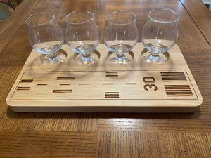 Laser Etched Natural Wood Flight Tray Runway Aviation Theme